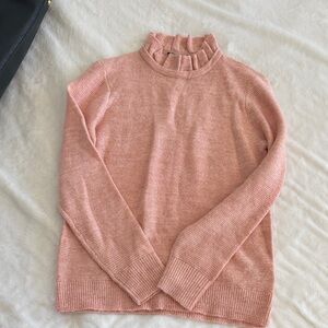 J. Crew Soft Pink Ruffled Turtleneck Sweater size medium worn once